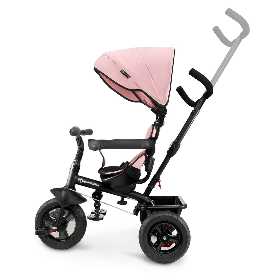 Tricycle rose avec canopy, assise et poignée parentale